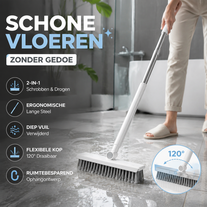 🔥 NU 50 % RABATT! ⚡ 2-i-1-skurborste med draghandtag – Robust, rengör fogar och hörn på djupet 🧼