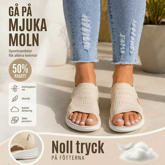 👡🌬️ Andningsbara stickade plattformssandaler med hälrem