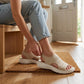 👡🌬️ Andningsbara stickade plattformssandaler med hälrem
