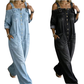 👗👖 Cold-shoulder jumpsuit med vida ben och fickor