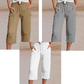 👖 50% RABATT NU!🌿 Dam Plisserade Croppade Byxor – Linne-Bomull Vid Ben & Andningsbar – Sommar Casual Essential 🍃