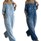 👗👖 Cold-shoulder jumpsuit med vida ben och fickor