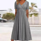 👗💙 50% RABATT IDAG! ✨ Damernas V-ringad kortärmad långklänning 🌸 Elegant flytande passform, bekvämt tyg och avslappnad vardagsstil