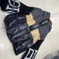 💖Damen Steppjacke mit Kapuze, Strickärmeln und Patchwork-Design