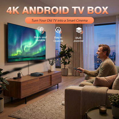 4K Android TV-box med 2,4 GHz/5 GHz Wi-Fi och Bluetooth 5.0