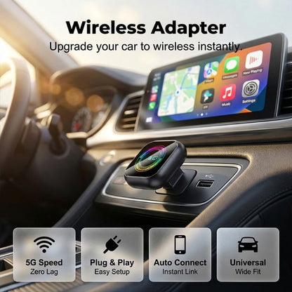 📱50 % RABATT JUST NU! 🔥【Plug and Play! Trådlös anslutning 🔥 2-i-1 trådlös adapter – iPhone & Android Auto, förvandla din bil till en smart biograf på några sekunder】