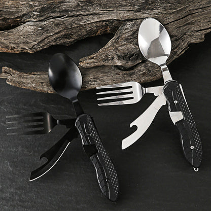 🍴 UPP TILL 50 % RABATT! ✨ 4-i-1 hopfällbart servisset – kompakt, rostfritt stål, multiverktyg ⛰️