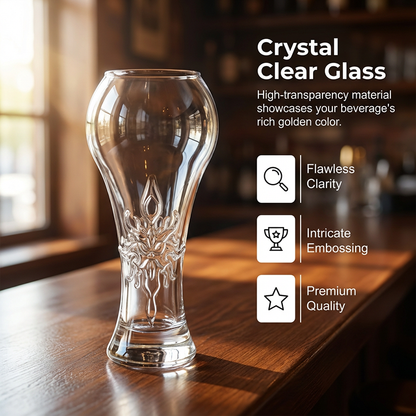 🍺 KÖP 3, FÅ 1 GRATIS! ✨ Stor kapacitet utsmyckat präglat ölglas – Heavy-duty & vintage design – Perfekt för ale, lager eller iskaffe – tålig och diskmaskinssäker – en imponerande presentidé 🎁