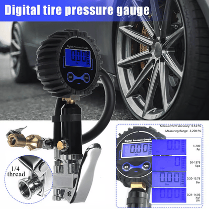 🔥🔥Sista dagen med 50 % rabatt – 🏎️ Digital däckpump med tryckmätare