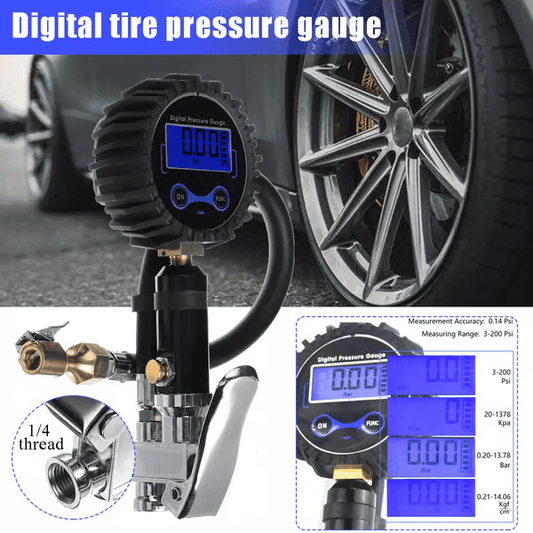 🔥🔥Sista dagen med 50 % rabatt – 🏎️ Digital däckpump med tryckmätare