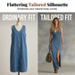 👗✨ Asymmetrisk V-ringad denim maxiklänning