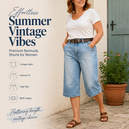 Bermudashorts i denim med avslappnad passform för damer
