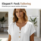 Casual T-shirt med V-ringning och knappar för damer