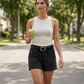 Damshorts Avslappnade Stretch med Nyttofickor