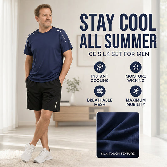 Herrset med snabbtorkande t-shirt och shorts
