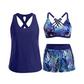 👙 50% RABATT NU! Dam 3‑delad Tankini med shorts – korsrygg, magkontroll & livfulla tropiska mönster – perfekt för strand & pool 🌊☀️