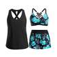 👙 50% RABATT NU! Dam 3‑delad Tankini med shorts – korsrygg, magkontroll & livfulla tropiska mönster – perfekt för strand & pool 🌊☀️