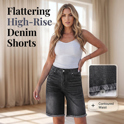 🎸 Dam casual fransade denimshorts – hög midja, slitna detaljer & perfekta för en bohemisk sommarstil, enkla att matcha 🌸