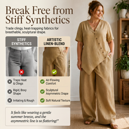✨ Kvinnlig asymmetrisk topp och vida ben-set i modern stil– Chic Stil med Maximal Komfort ✨