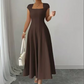 👗✨ Mångsidig square neck A-linje klänning för vardag