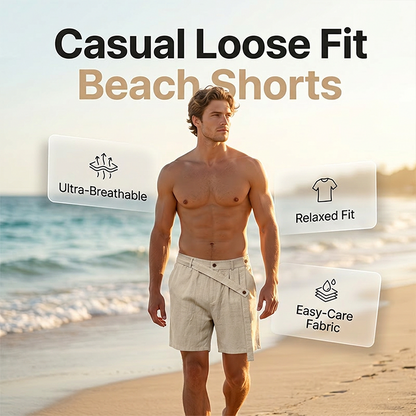 Sommarshorts i linne för män – avslappnade strandshorts med lös passform
