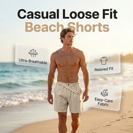 Sommarshorts i linne för män – avslappnade strandshorts med lös passform