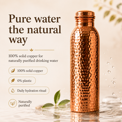 ❄️Sommarfräsch 50% rabatt!💧Premium vattenflaska tillverkad av 100% massiv koppar – plastfri och inspirerad av Ayurveda
