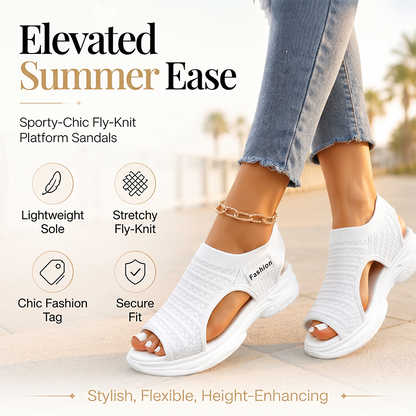 Casual-sandaler med plattform i stickat material för damer