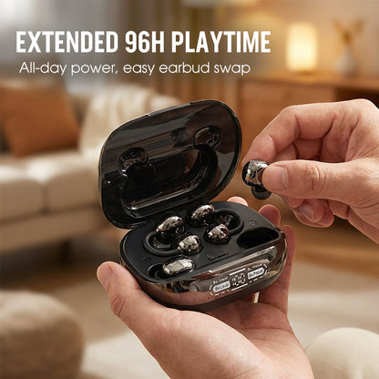 Trådlösa Bluetooth 6.0-hörlurar med klämfäste och in-ear-design
